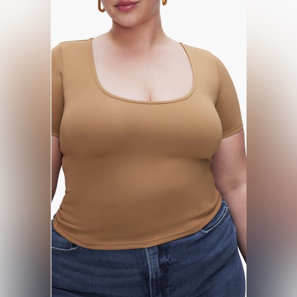 NWT Good American Women's Scoop Neck Crop Scuba Knit T-Shirt - Picture 9 of 15